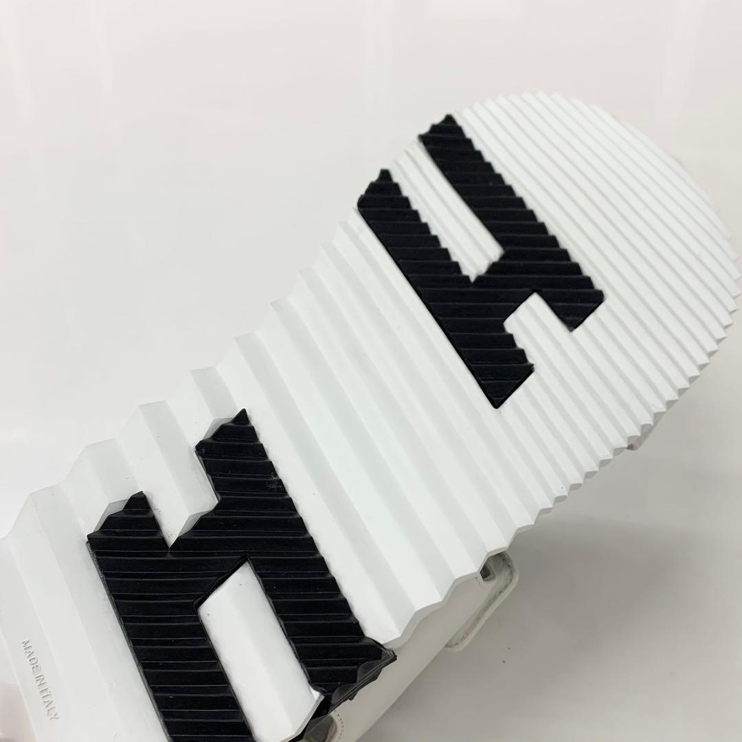 Hermes Junior Logo Leather Velcro Sandals White Black — view 9