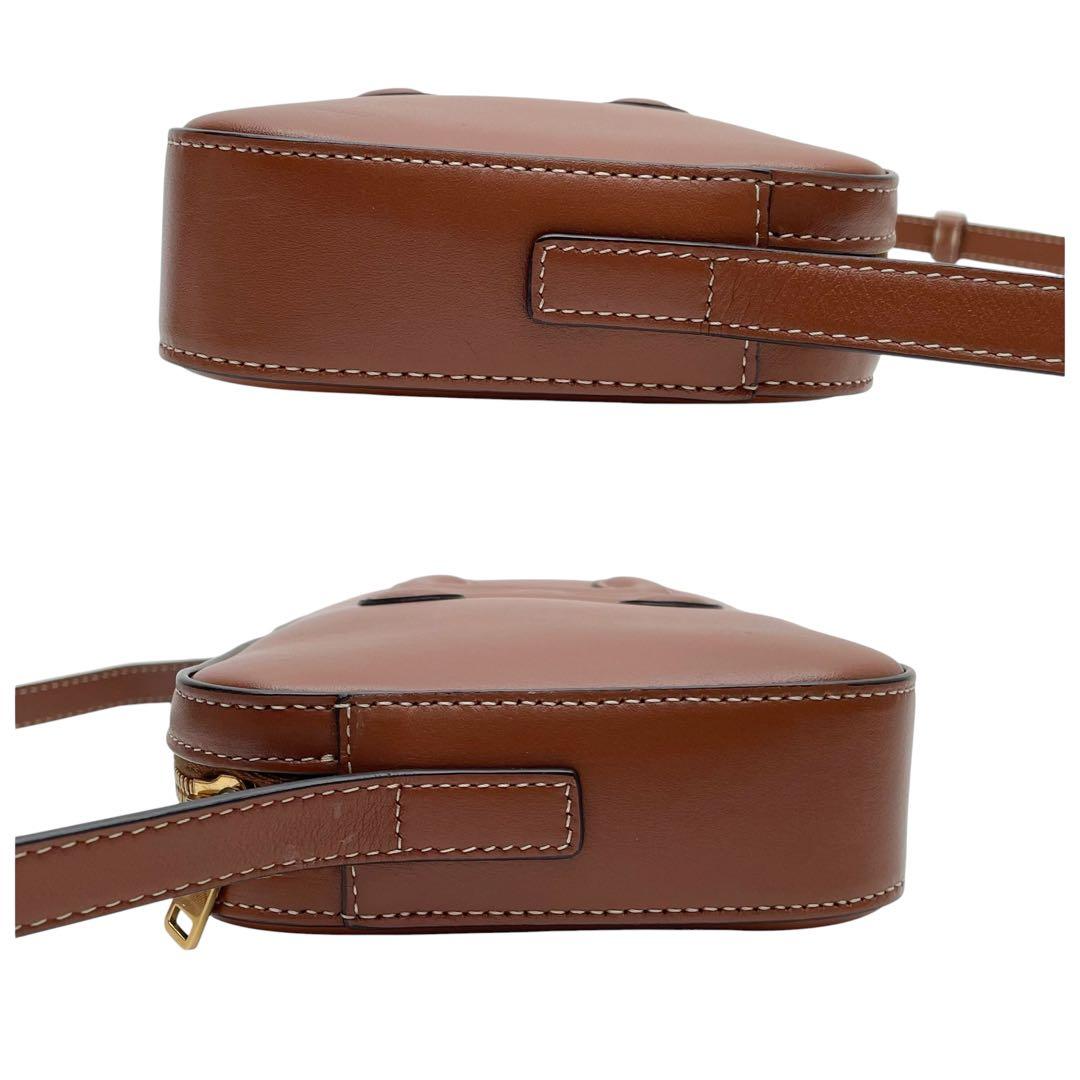 Celine Leather Triomphe Logo Shoulder Hand Bag Brown — view 4