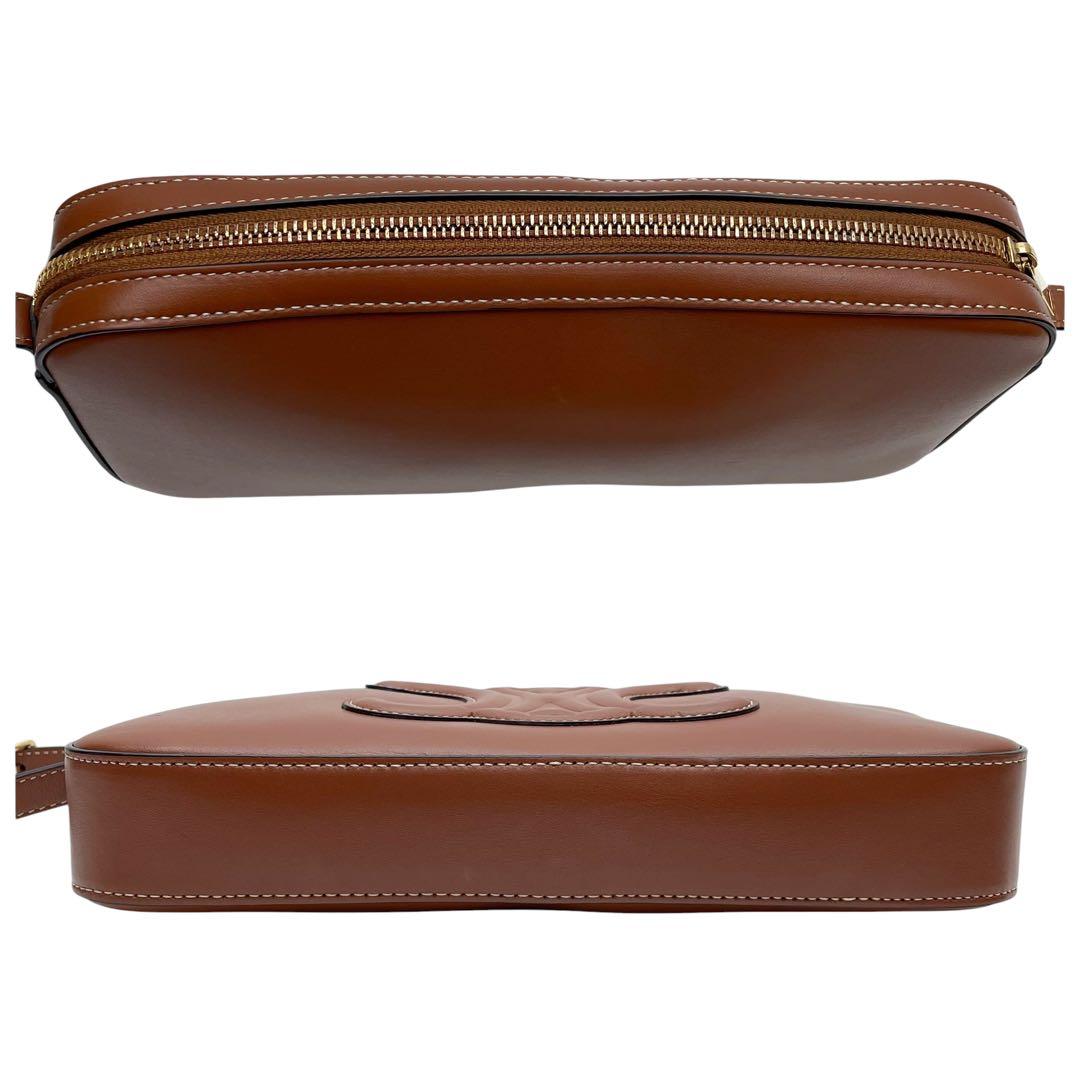 Celine Leather Triomphe Logo Shoulder Hand Bag Brown — view 5