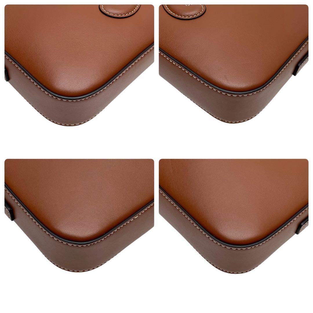 Celine Leather Triomphe Logo Shoulder Hand Bag Brown — view 6
