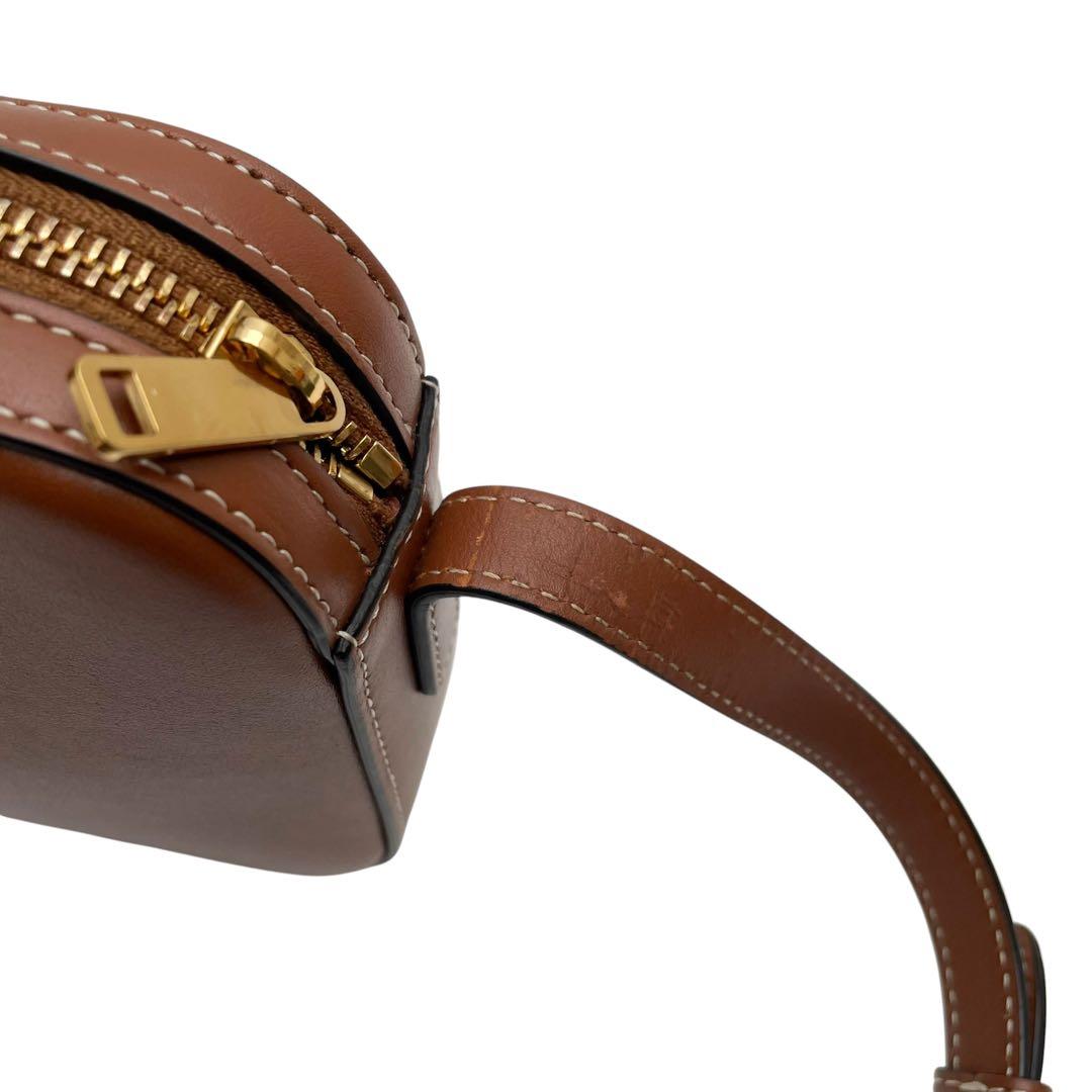 Celine Leather Triomphe Logo Shoulder Hand Bag Brown — view 7