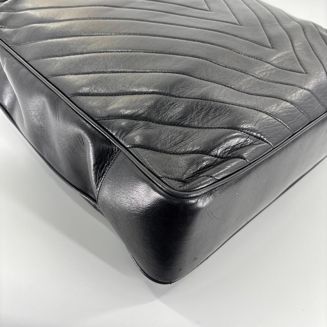 Chanel V-stitched Coco Charm Lambskin Black Tote Bag