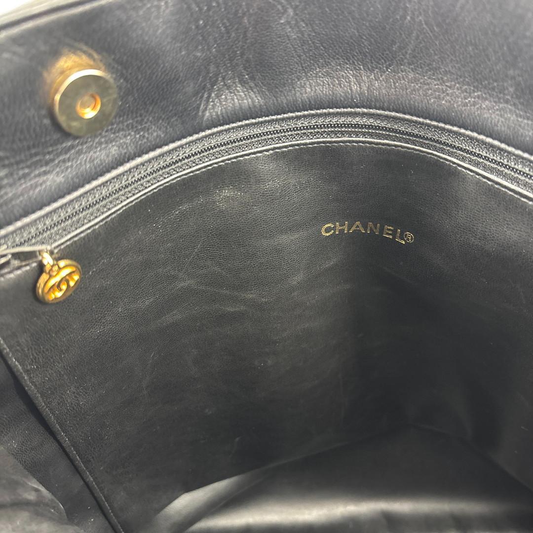 Chanel V-stitched Coco Charm Lambskin Black Tote Bag