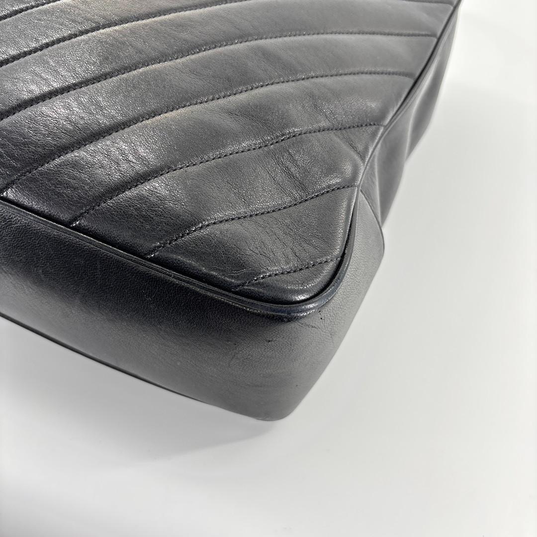 Chanel V-stitched Coco Charm Lambskin Black Tote Bag