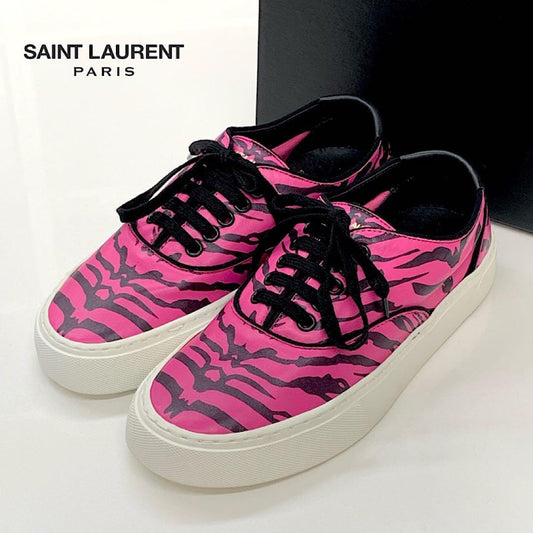 Saint Laurent Leather Zebra Sneakers Pink