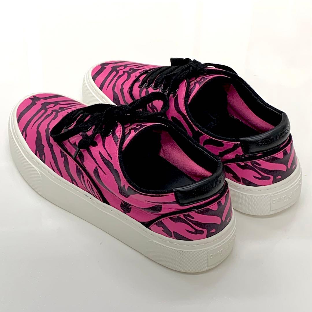 Saint Laurent Leather Zebra Sneakers Pink — view 4