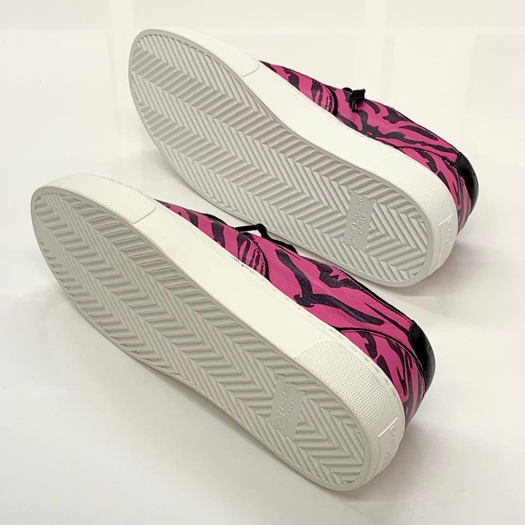 Saint Laurent Leather Zebra Sneakers Pink — view 6
