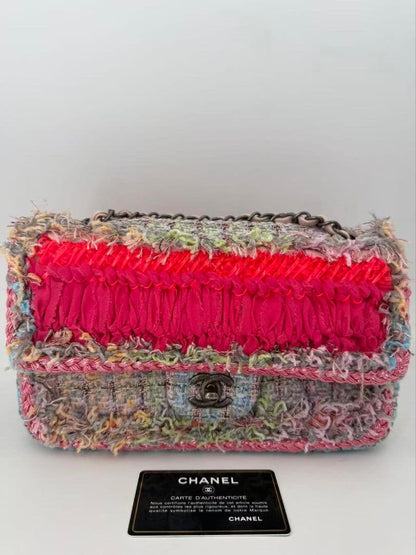 Chanel Multicolor Tweed Braided Flap Bag