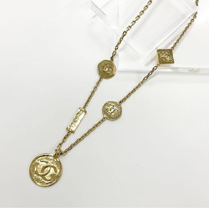 Chanel Necklace CC Logo Plate Gold