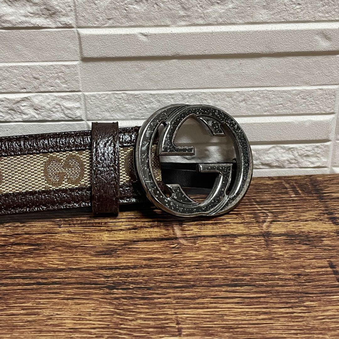 Gucci GG Interlocking G Buckle Belt Canvas Leather — view 4