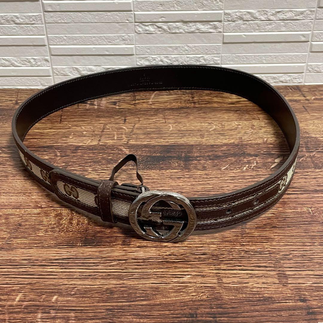 Gucci GG Interlocking G Buckle Belt Canvas Leather — view 6