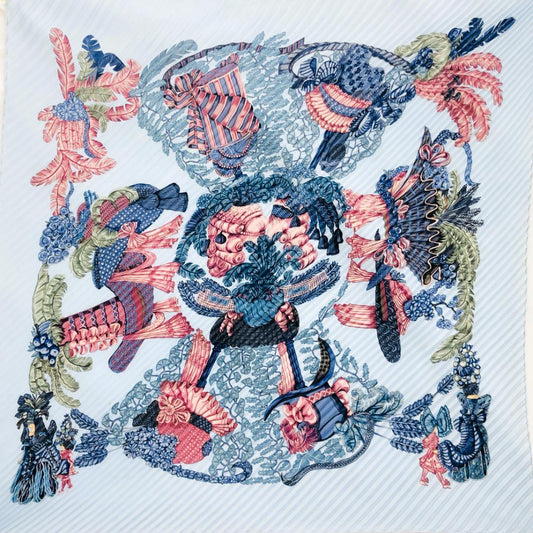 Hermes Carrée Plissé de-Capitulated Pleated Scarf with Tags Light Blue