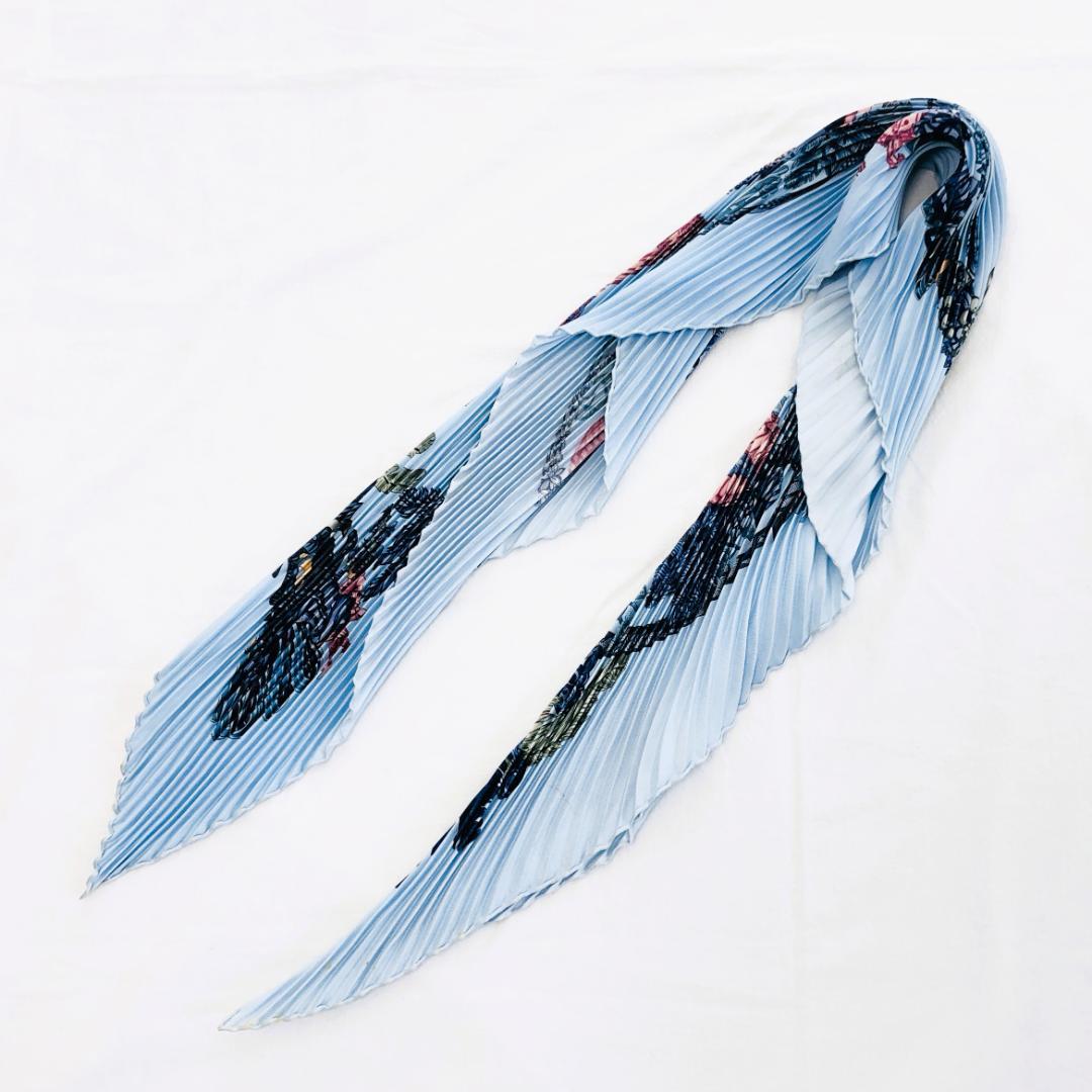 Hermes Carrée Plissé de-Capitulated Pleated Scarf with Tags Light Blue
