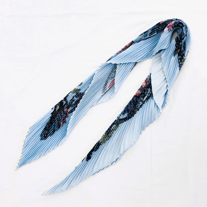 Hermes Carrée Plissé de-Capitulated Pleated Scarf with Tags Light Blue