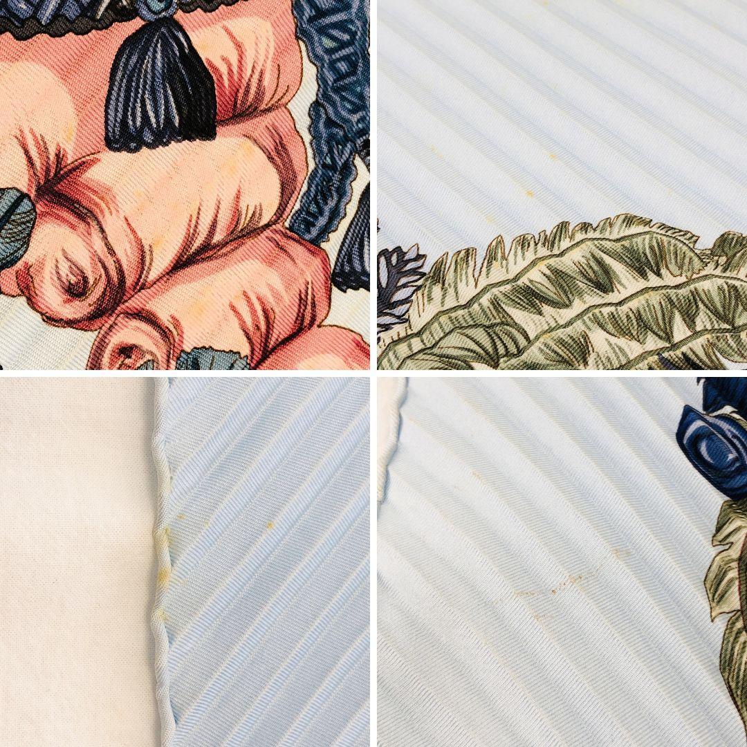 Hermes Carrée Plissé de-Capitulated Pleated Scarf with Tags Light Blue