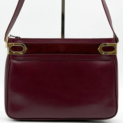 Balenciaga Suede Shoulder Bag Bordeaux Leather BB Logo — view 2