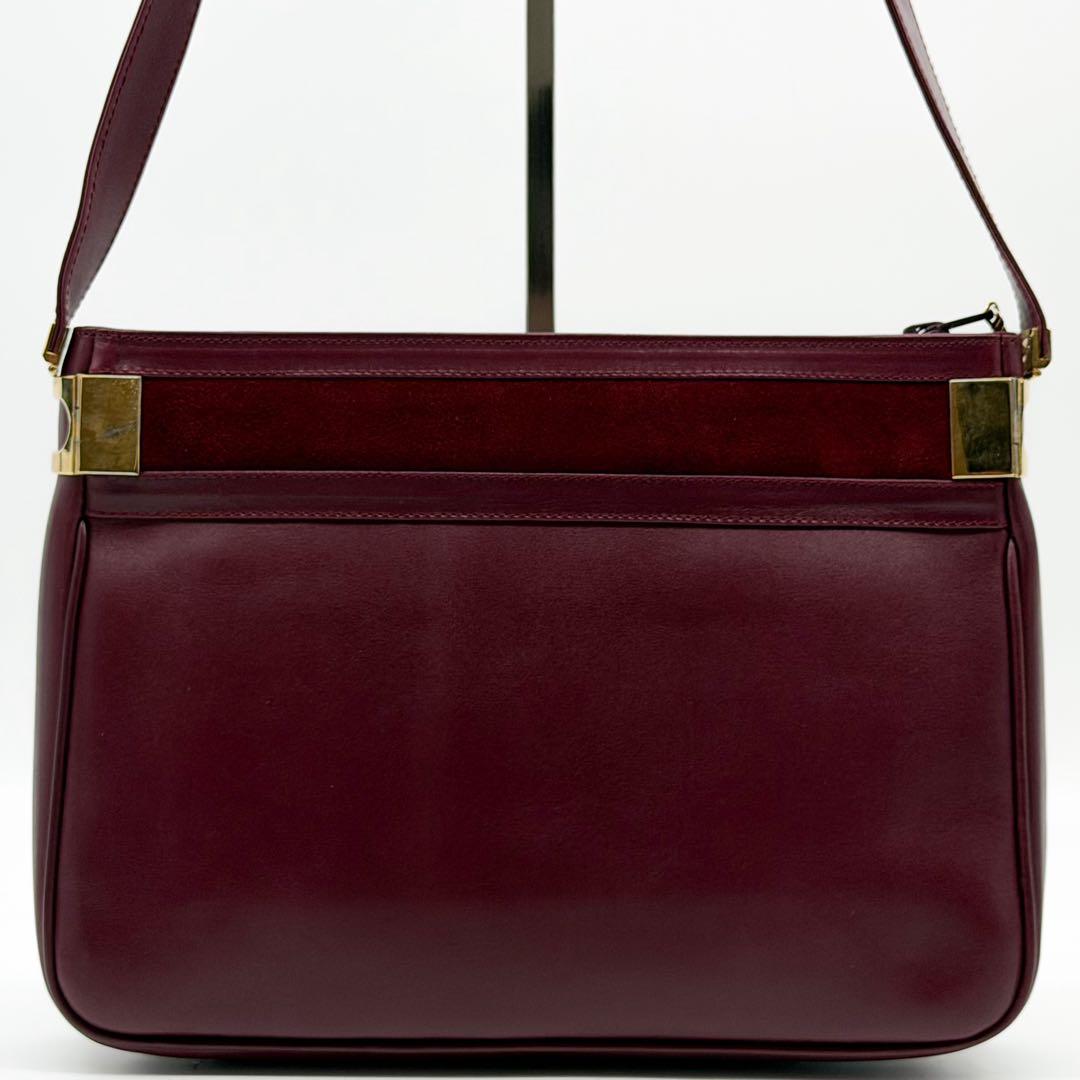Balenciaga Suede Shoulder Bag Bordeaux Leather BB Logo — view 3