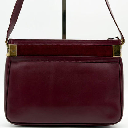 Balenciaga Suede Shoulder Bag Bordeaux Leather BB Logo — view 3