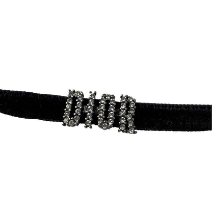 Dior Velvet Choker Crystal Logo Black Necklace — view 6