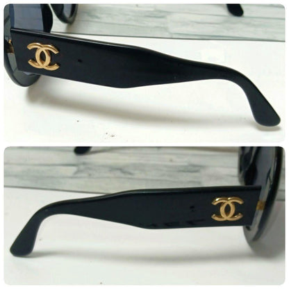 Chanel Sunglasses CC Logo Black Gold Round Eyewear — view 2