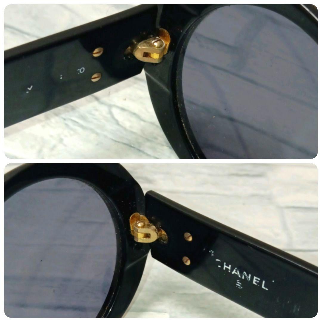 Chanel Sunglasses CC Logo Black Gold Round Eyewear — view 5