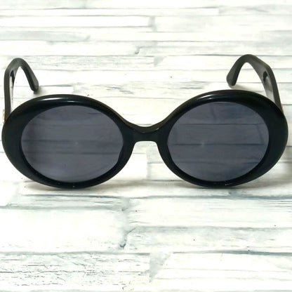 Chanel Sunglasses CC Logo Black Gold Round Eyewear — view 6