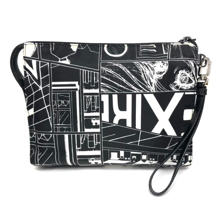Prada Clutch Bag Pouch Comic Pattern Black And White Monotone