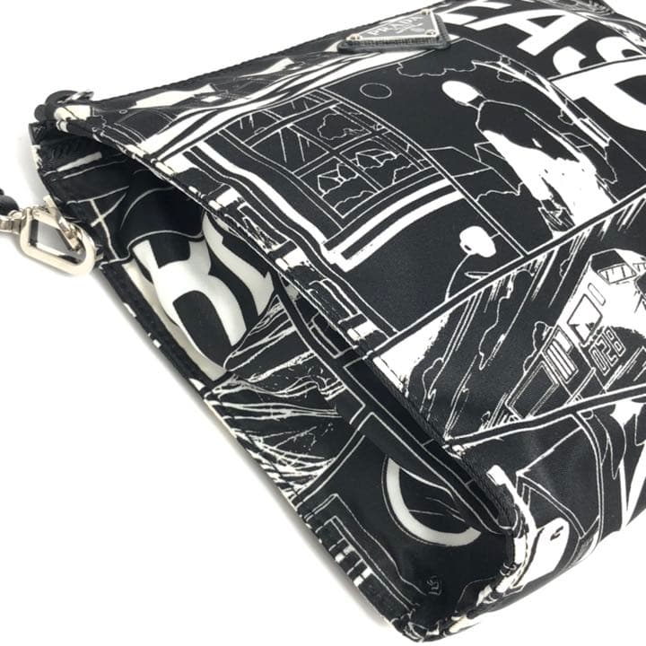 Prada Clutch Bag Pouch Comic Pattern Black And White Monotone