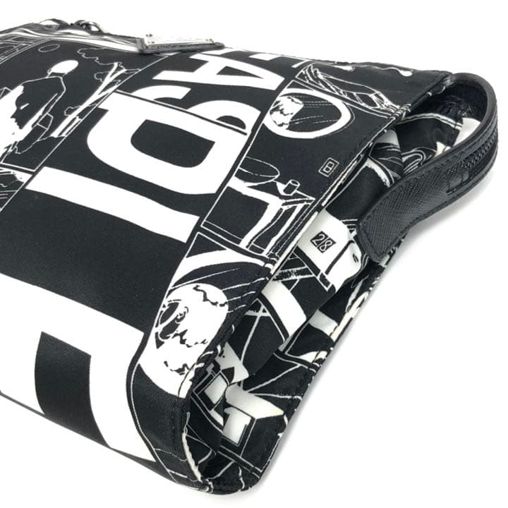 Prada Clutch Bag Pouch Comic Pattern Black And White Monotone