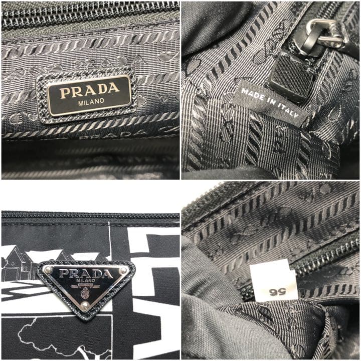 Prada Clutch Bag Pouch Comic Pattern Black And White Monotone
