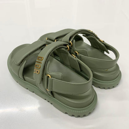 Unused Christian Dioract Leather Logo Sandals Green