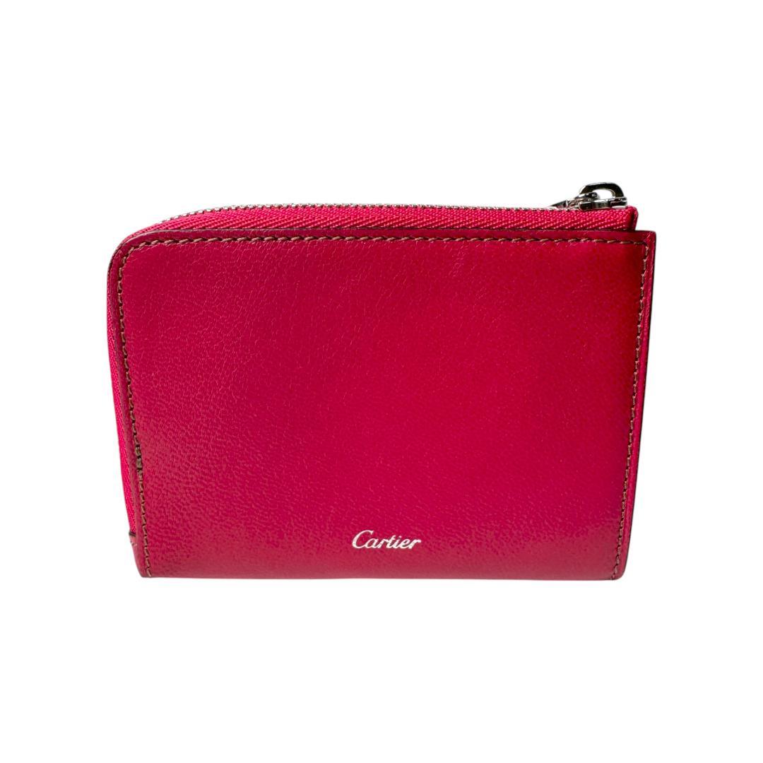 Cartier Card Case Coin Fuchsia Pink Leather — view 2