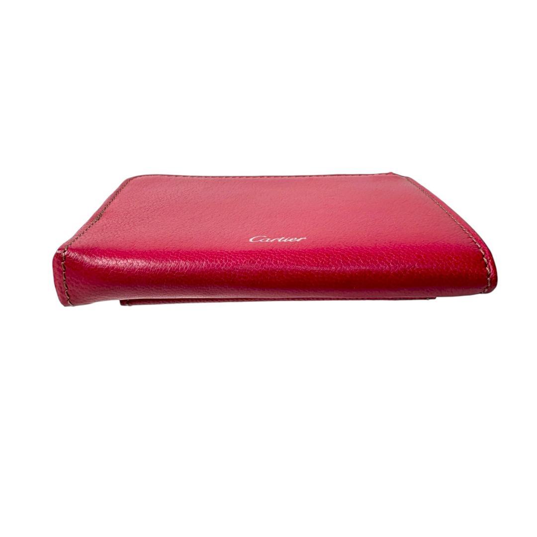 Cartier Card Case Coin Fuchsia Pink Leather — view 6