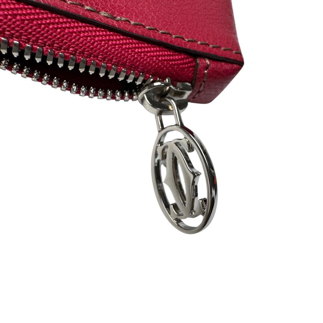 Cartier Card Case Coin Fuchsia Pink Leather — view 7