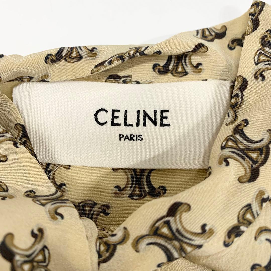 Celine Bowtie Dress Triomphe Silk Eddie Era Beige