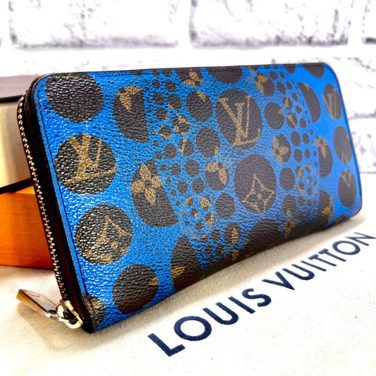Louis Vuitton Yayoi Kusama Pumpkin Dot Monogram Zippy Wallet Blue