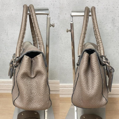Fendi Selleria Linda Leather Handbag Beige Gray