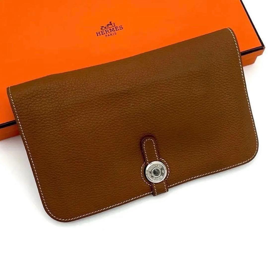 Hermes Dogon GM Togo Leather Wallet Brown Bifold