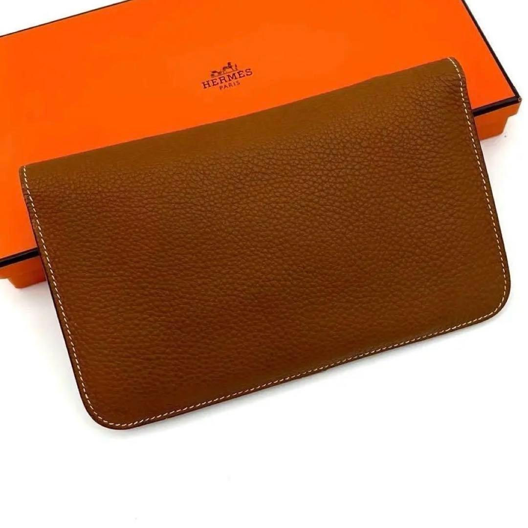 Hermes Dogon GM Togo Leather Wallet Brown Bifold — view 2