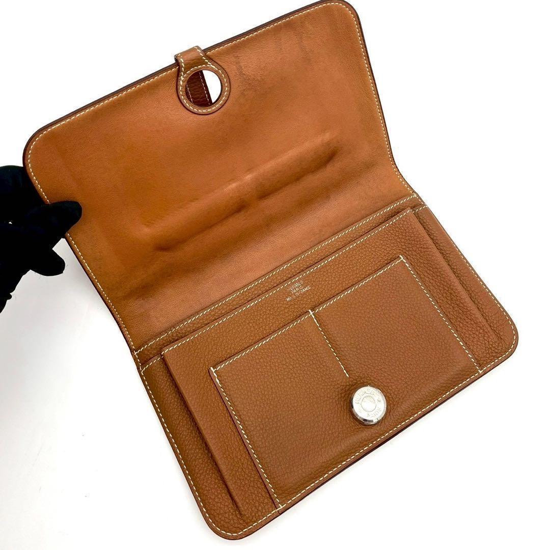 Hermes Dogon GM Togo Leather Wallet Brown Bifold — view 3