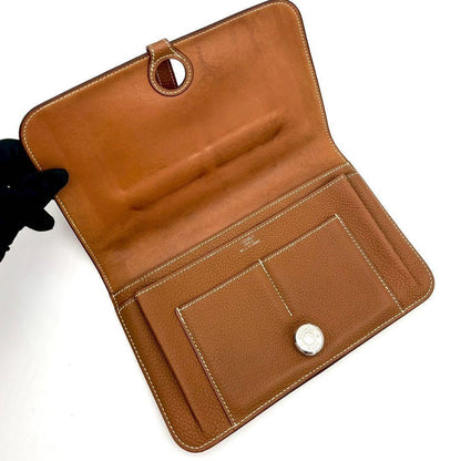 Hermes Dogon GM Togo Leather Wallet Brown Bifold — view 3