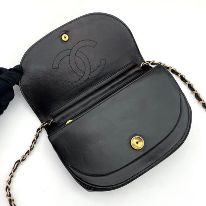 Chanel Chain Shoulder Lambskin Black CC Logo Half Moon — view 3