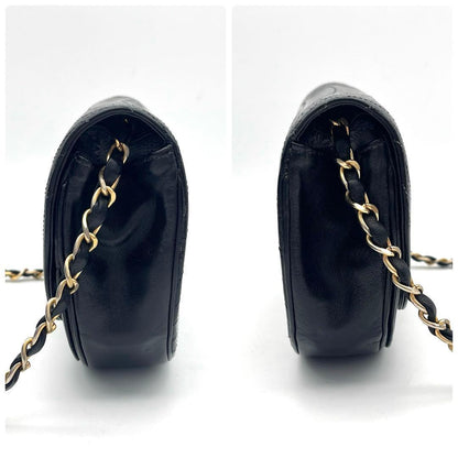 Chanel Chain Shoulder Lambskin Black CC Logo Half Moon — view 6