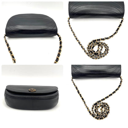 Chanel Chain Shoulder Lambskin Black CC Logo Half Moon — view 7