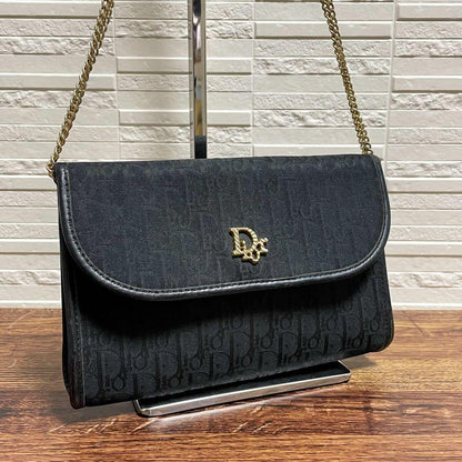 Dior Trotter Canvas Leather Chain Shoulder Bag Logo