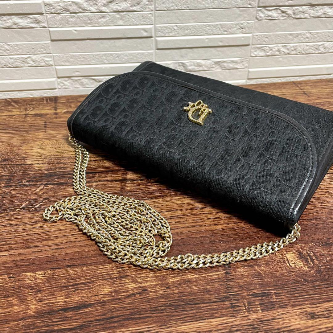 Dior Trotter Canvas Leather Chain Shoulder Bag Logo — view 7