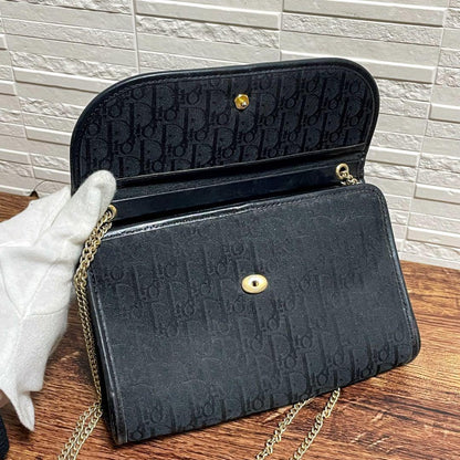 Dior Trotter Canvas Leather Chain Shoulder Bag Logo — view 8