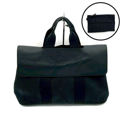 Hermes Valparaiso GM Canvas Leather Black Handbag