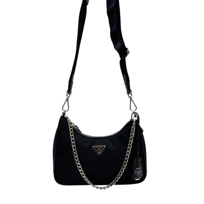 Prada Nylon Leather Triangle Plate Logo Shoulder Bag 2-Way — view 3