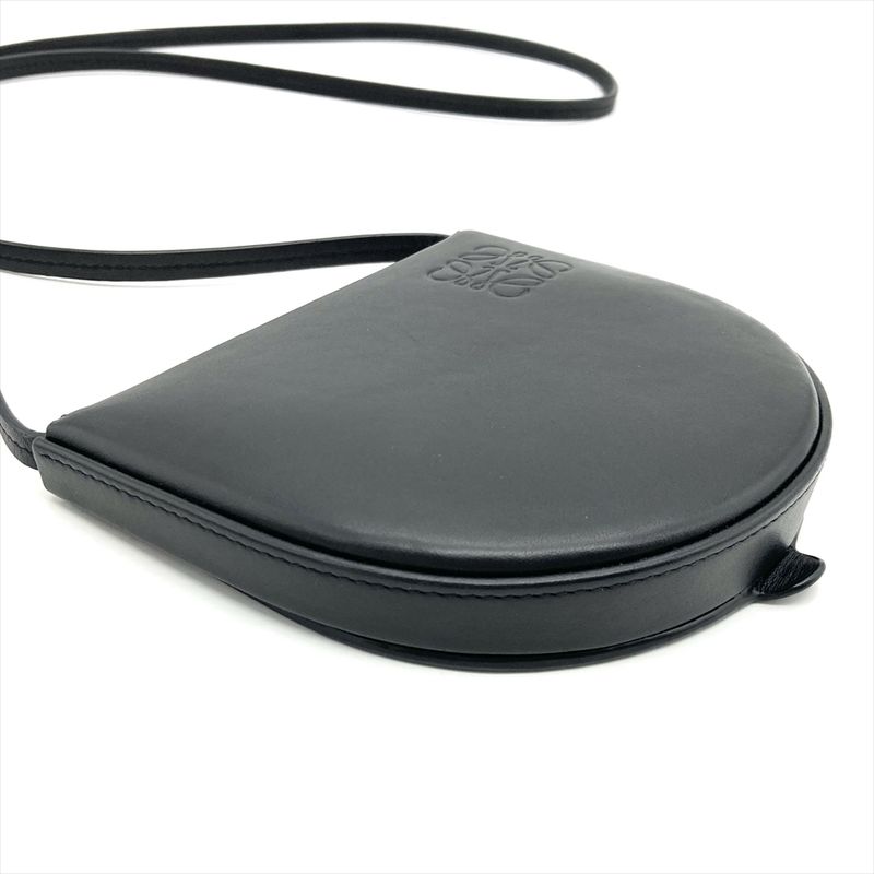 Loewe Heel Pouch Mini Shoulder Bag Leather 102208 Engraved Black Wallet Women